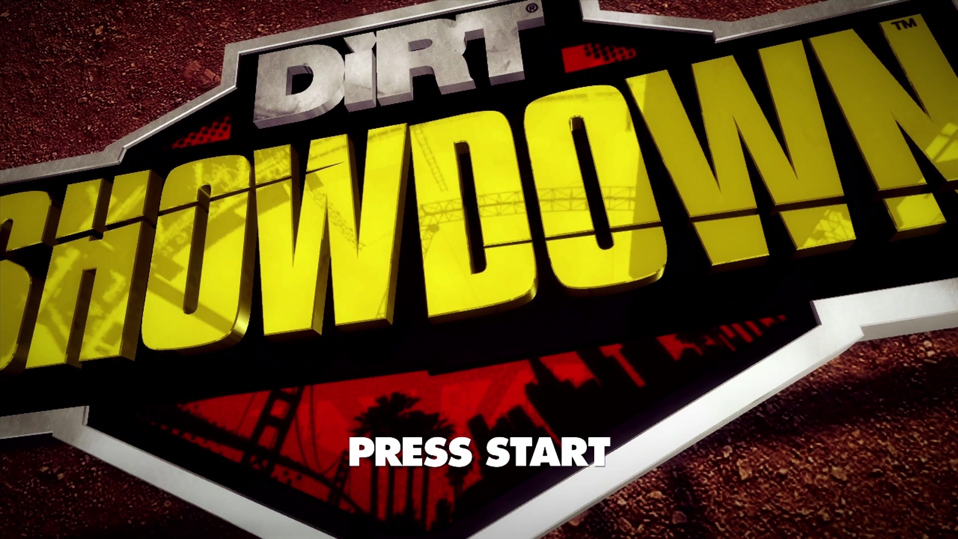 Dirt Showdown title screen for Xbox 360